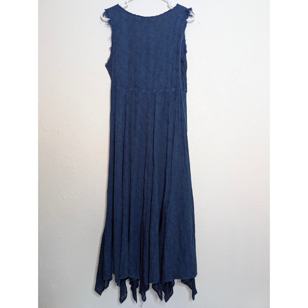 Encounter Blue Textured‎ Lace Trimmed Midi Dress One Size Boho Renaissance Fairy - Picture 7 of 7